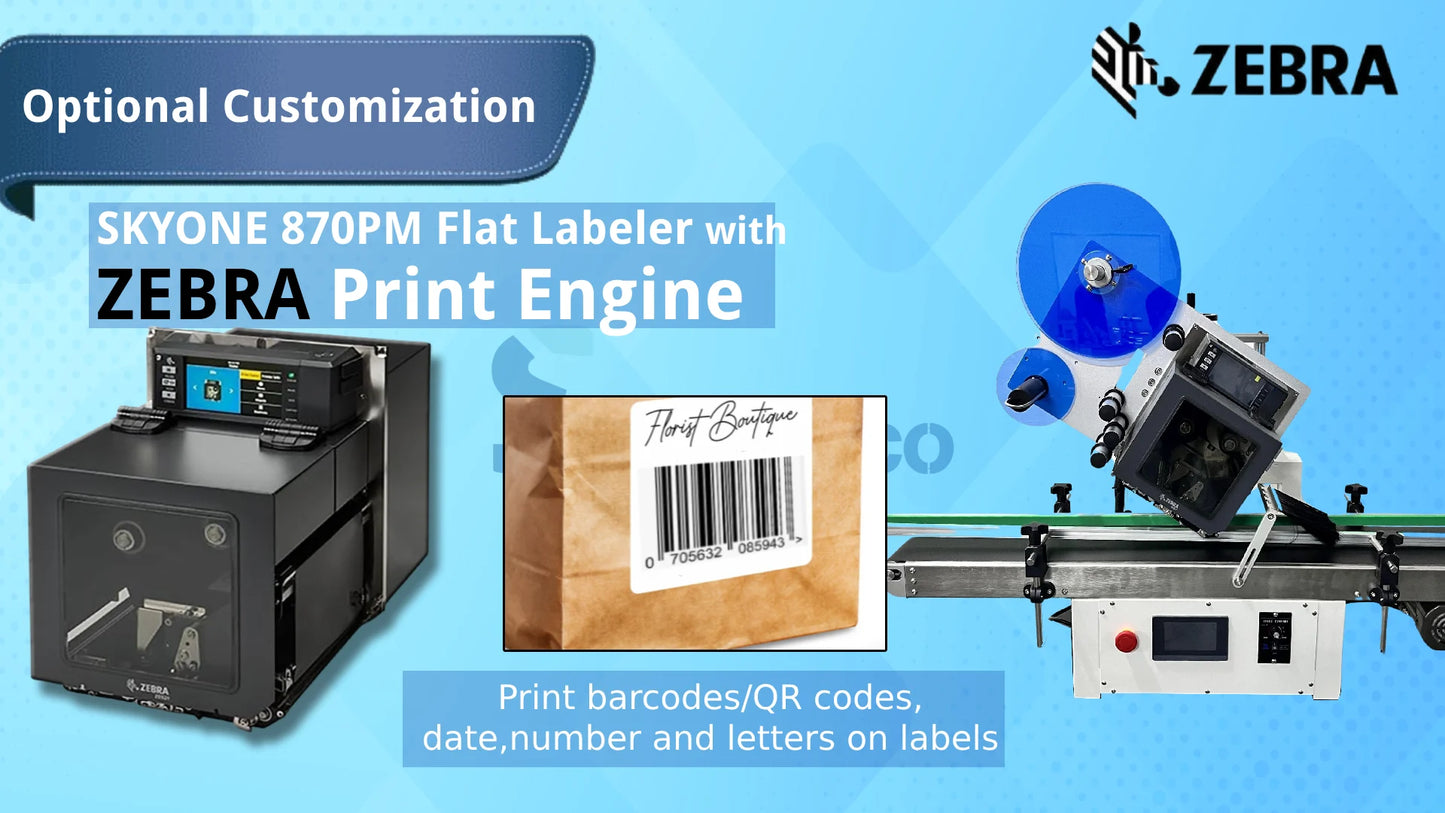 SKYONE-870ZP-P Automatic Bag Plane Desktop Labeling Machine with Printer Flat Surface