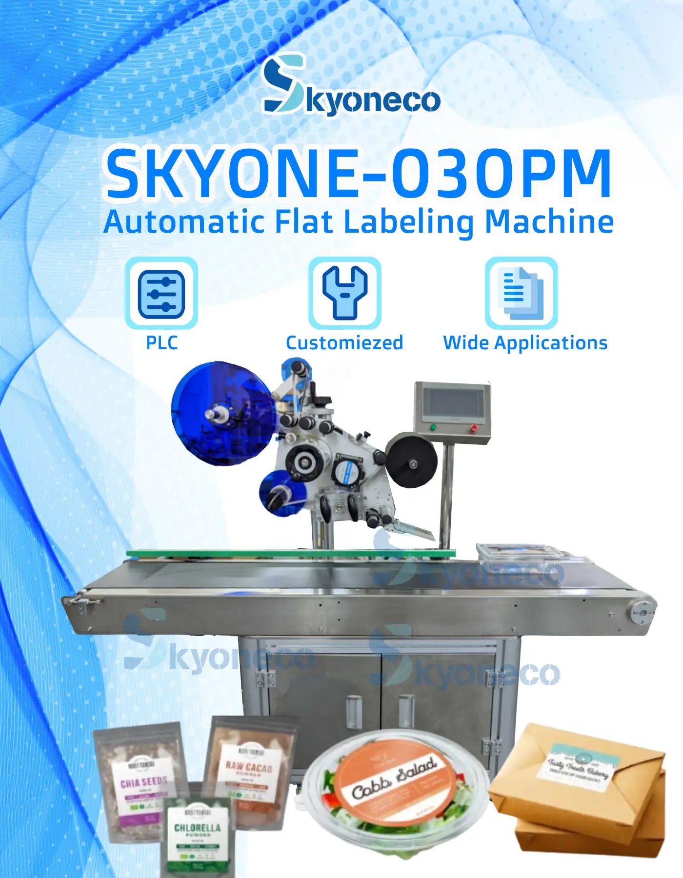 SKYONE-030PM Automatic Bag Labeling Machine for Flat Surface