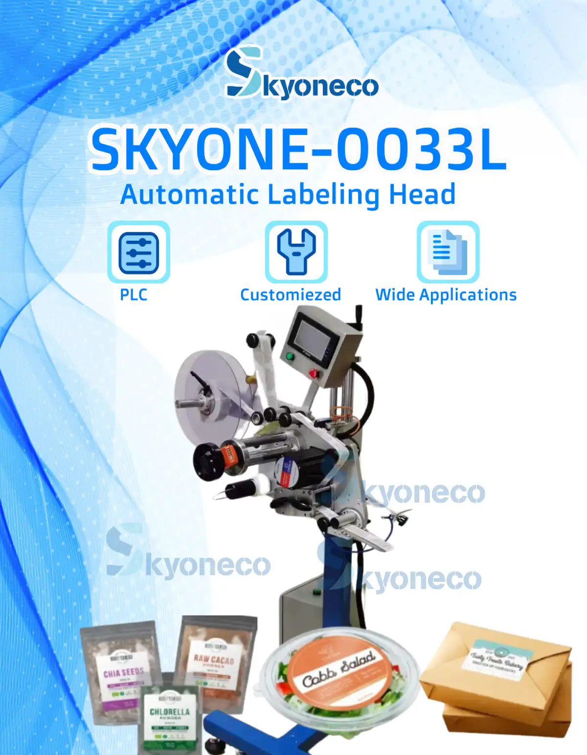 SKYONE-0033L Automatic Labeling Machine Labeling Head for Product Line
